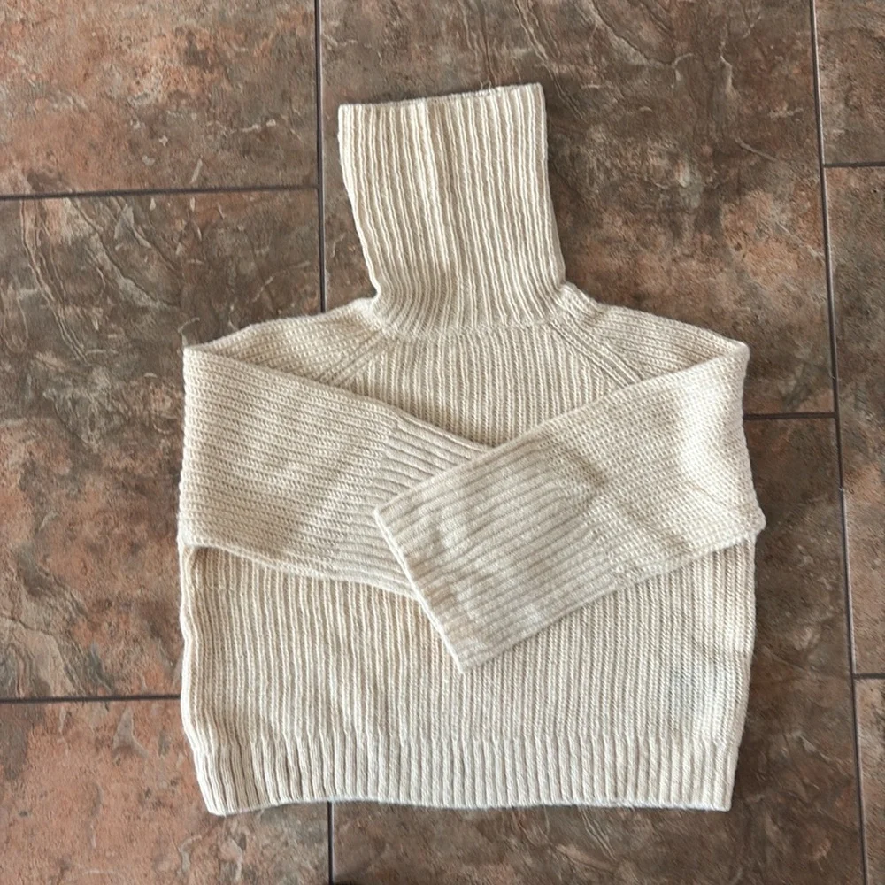 Club Monaco Cream Cowl Neck Sweater - Picture 2 of 4